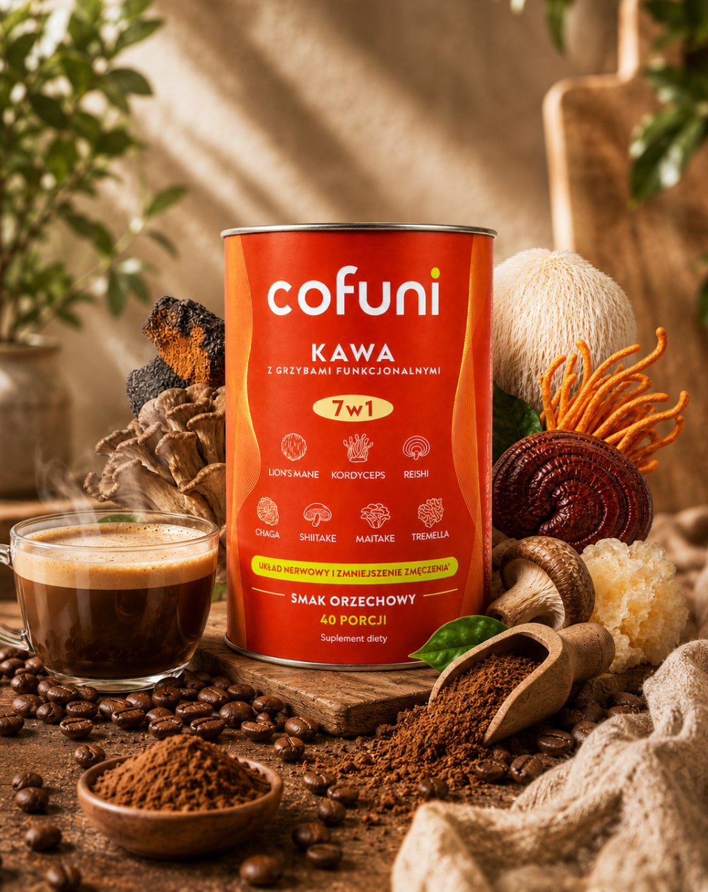 Cofuni – kawa z grzybami funkcjonalnymi
